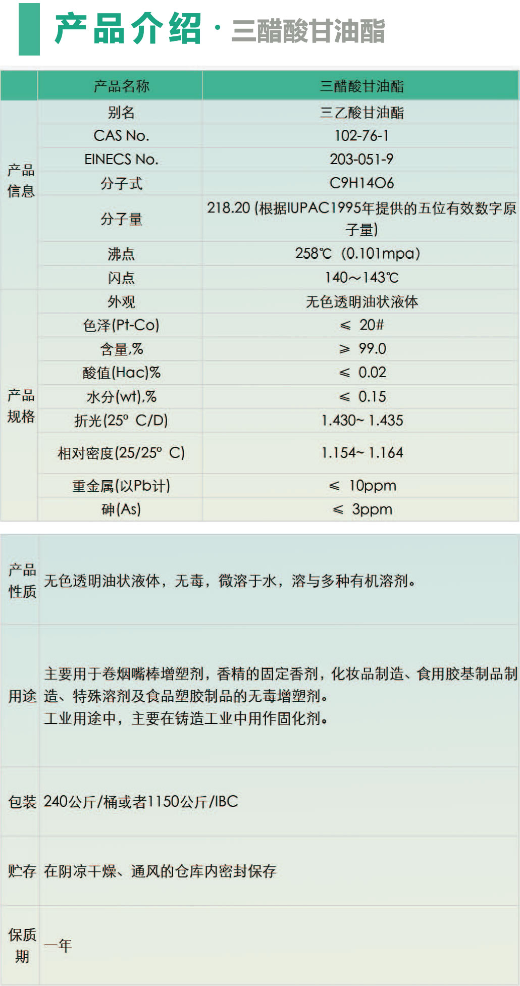 三醋酸甘油酯