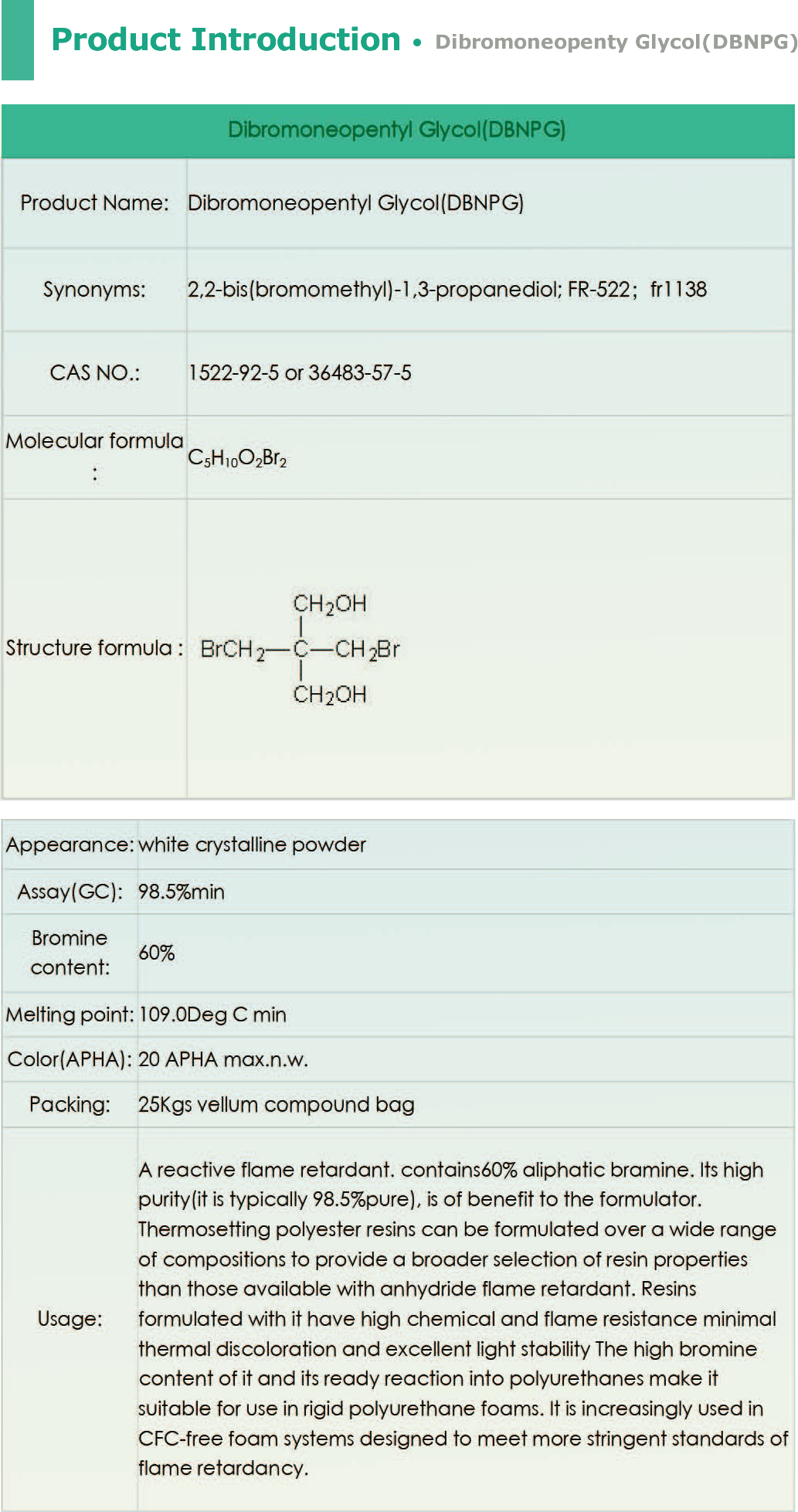 Dibromoneopentyl Glycol(DBNPG)